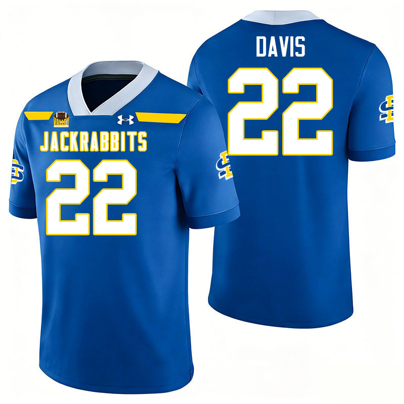 South Dakota State Jackrabbits #22 Isaiah Davis College Football Jerseys,Uniforms-Royal